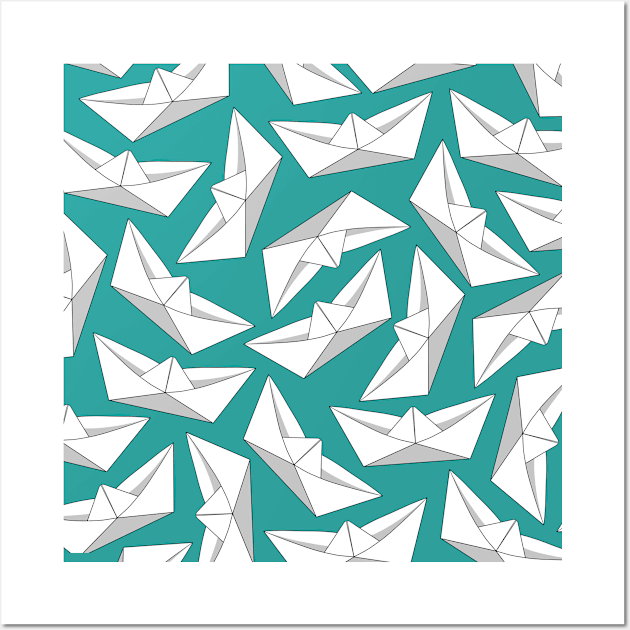 Origami Boat Turquoise Wall Art by Sketchbook ni Abi